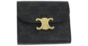 Céline Cartera CELINE Triomphe Macadam Canvas PVC Negro Auth am6037UNA 